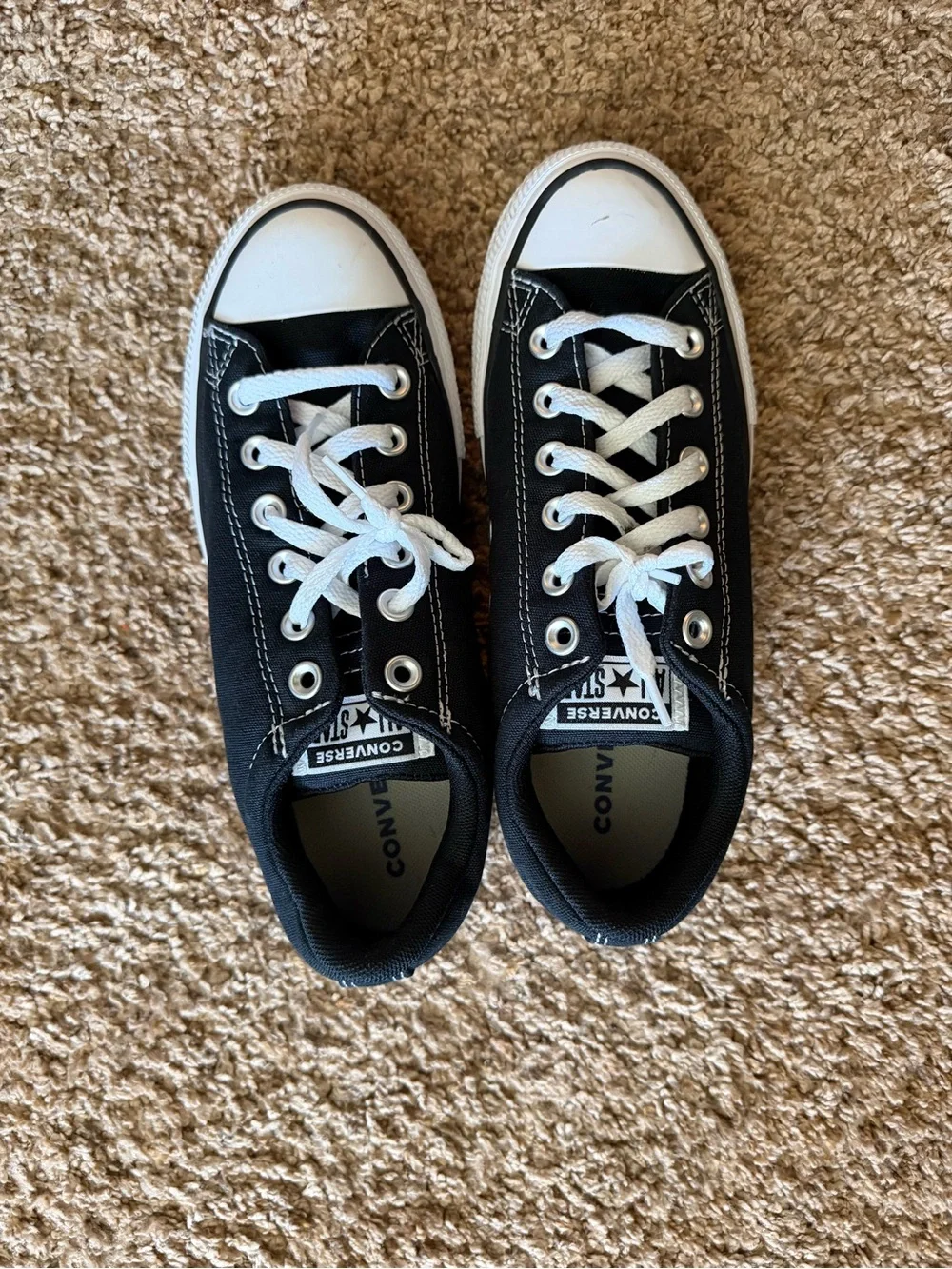 Converse Kids Black Low Top Sneakers with White Trim